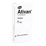 Ativan  Lorazepam 2 mg 80 Tabs.